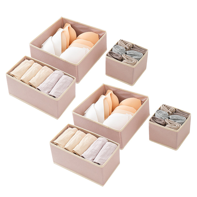 6Pcs / Set Cabinet Non-Woven Fabric Storage Box for Underwear Socks, XS+S+M