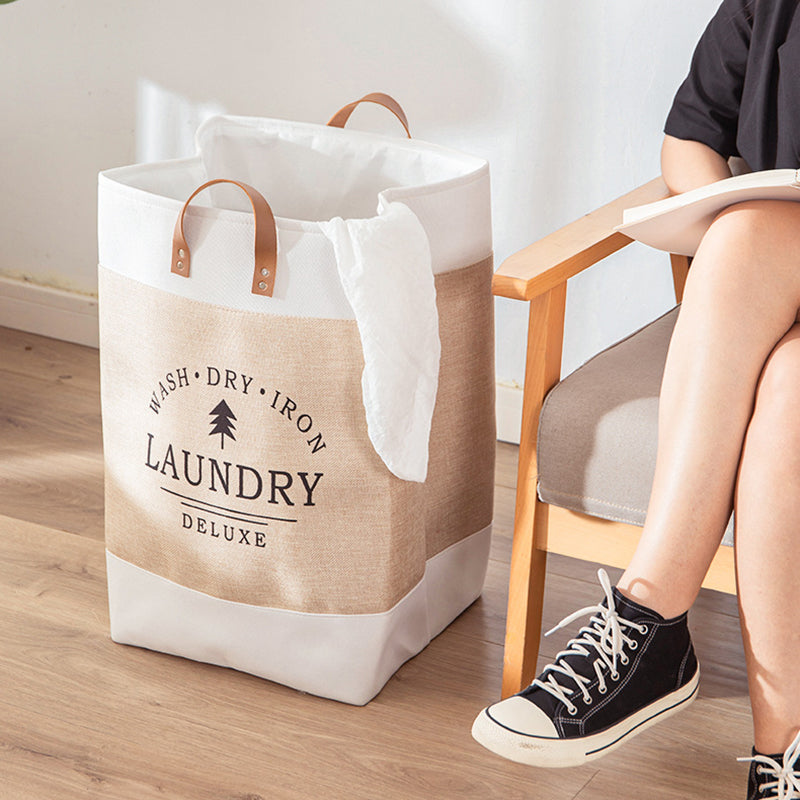 Foldable Laundry Basket Dirty Clothes Storage Bag Oxford Cloth Handbag with Handle Strap