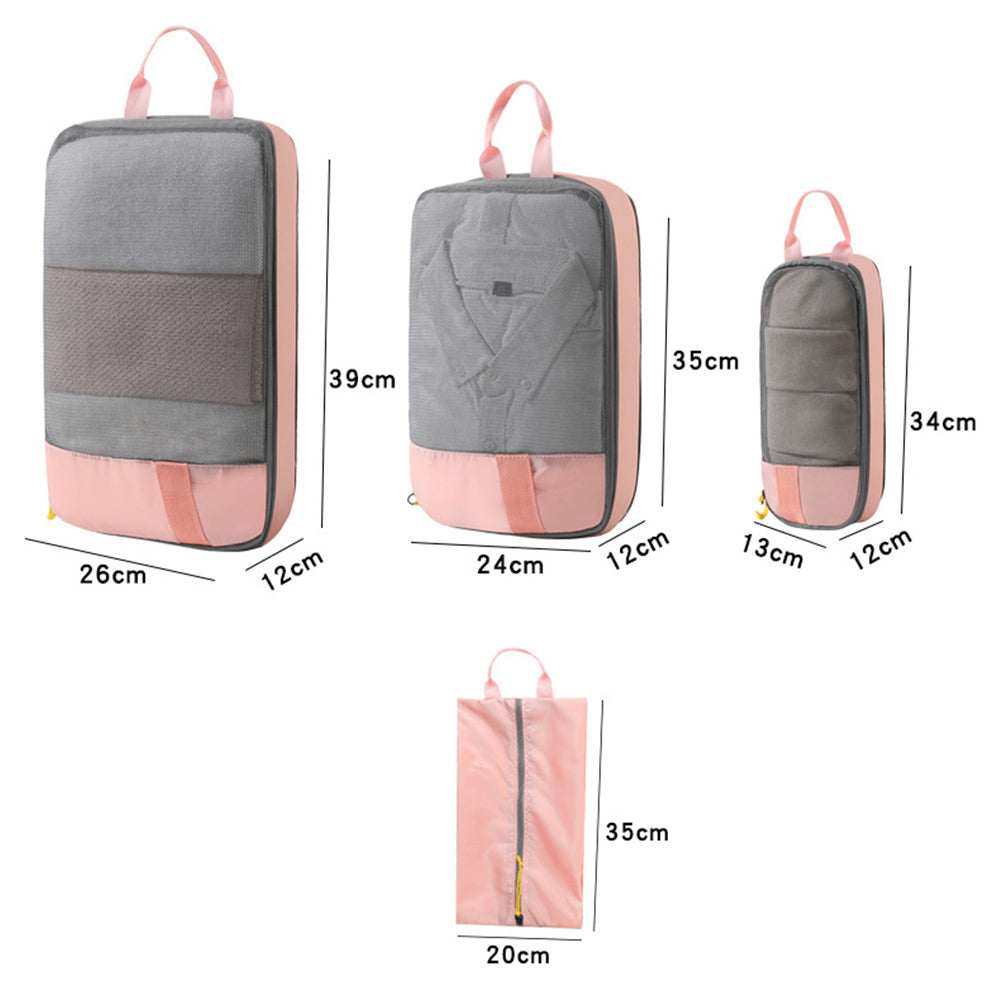 LXSN-000680 4PCS Compression Packing Clothing Shoe Bag Set Oxford Cloth Storage Pouch