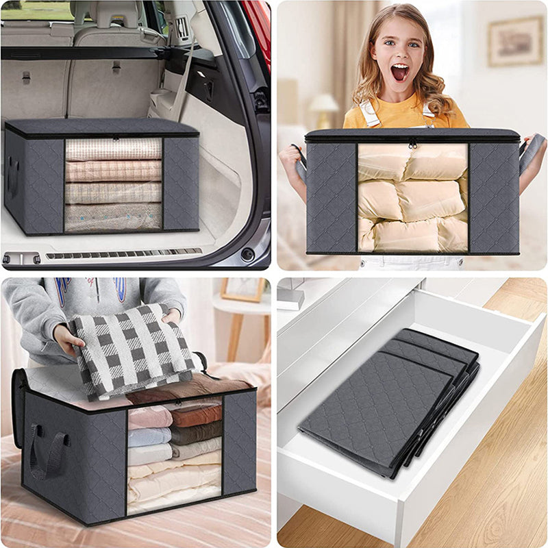10PCS 60L 55x35x32CM Under Bed Non-woven Bag Clothes Storage Container for Blanket Quilts