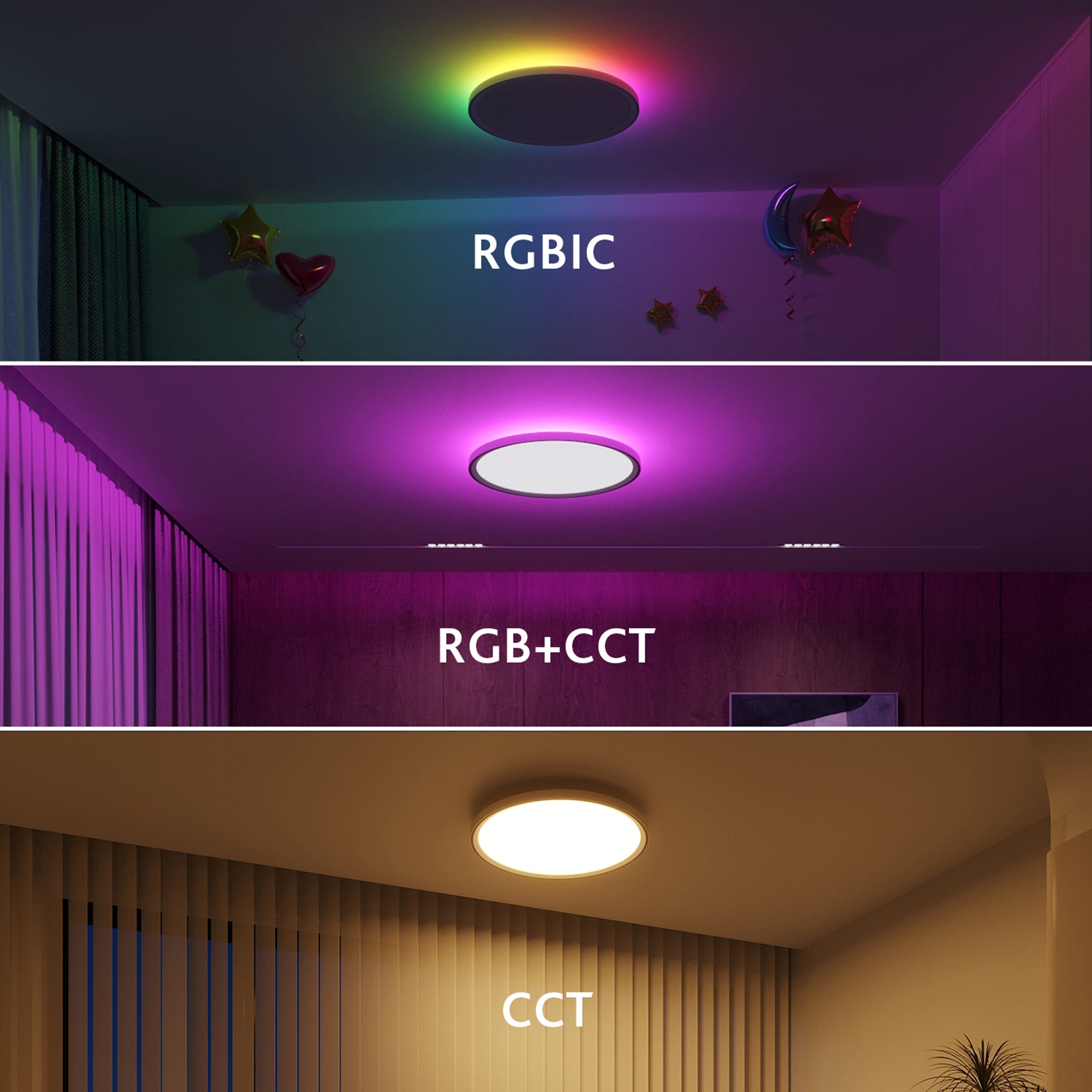 ZJ-WCLD-HC-RGB-CCT-S 30W Ultra-Thin RGBCW Ceiling Light with Smart WiFi and Bluetooth Remote Control