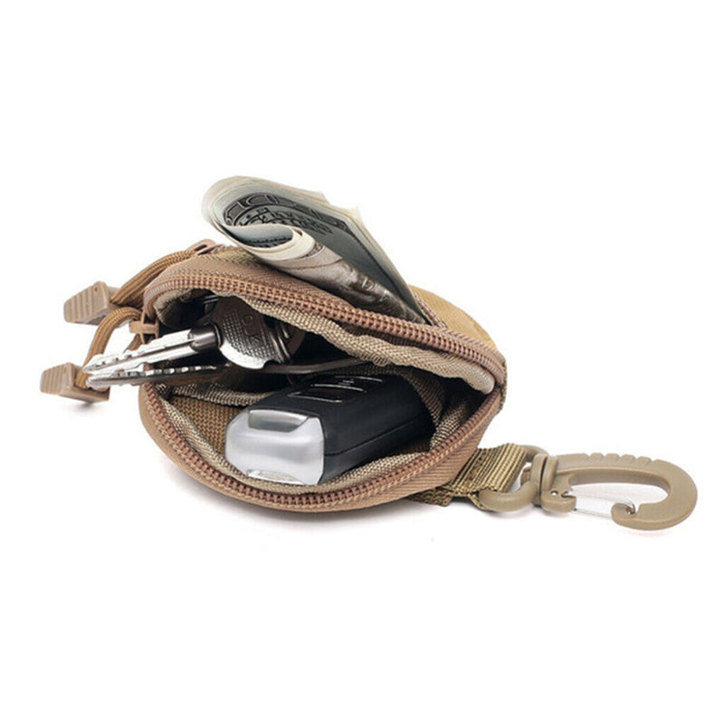 600D Oxford Cloth Zipper Wallet Waist Bag Portable Mini Coin Pouch with Keychain