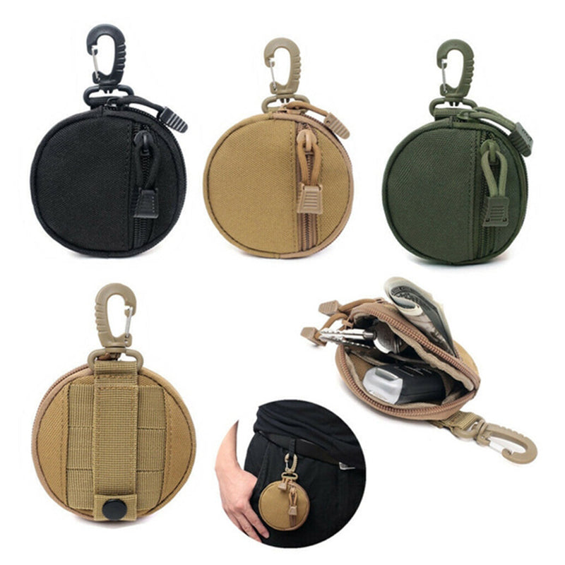 600D Oxford Cloth Zipper Wallet Waist Bag Portable Mini Coin Pouch with Keychain