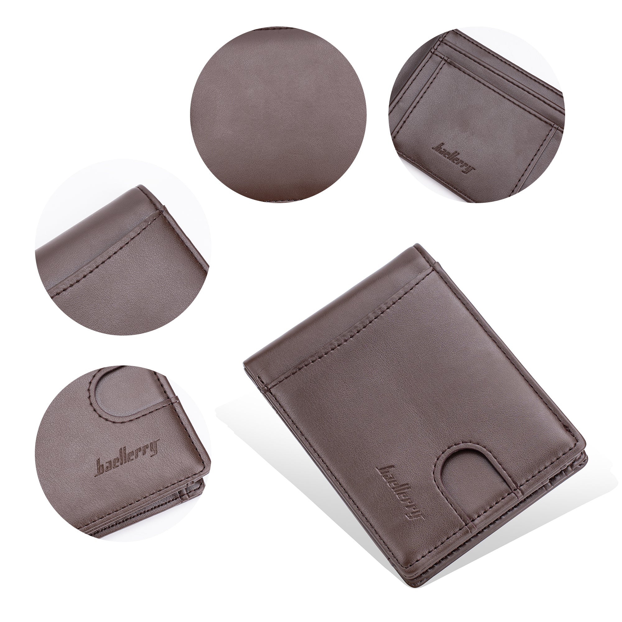 BAELLERRY K9311-K9312 RFID Blocking Bifold Leather Pocket Wallet RFID Blocking Card Bag Coin Purse