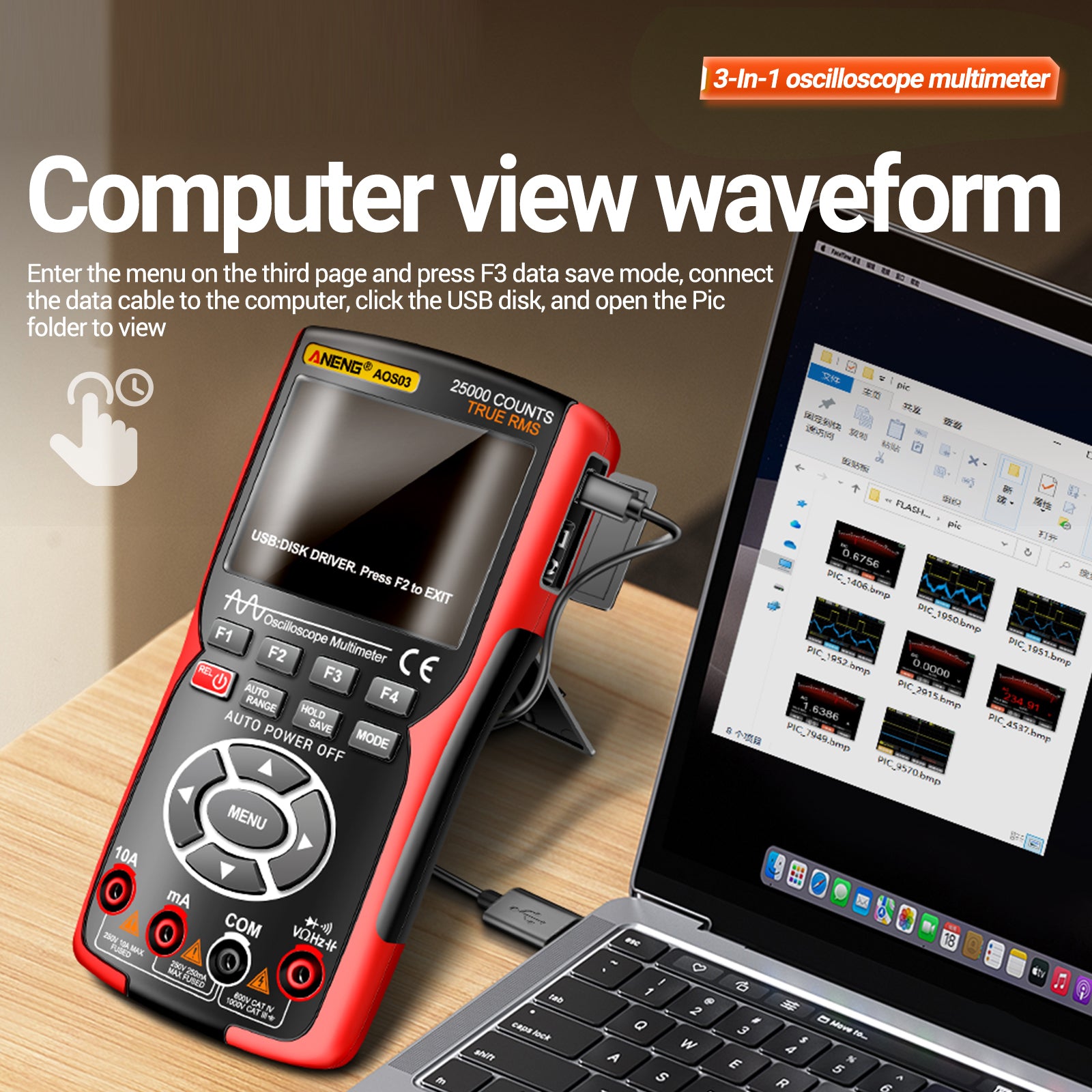 ANENG AOS03 Digital Oscilloscope Multimeter Signal Generator Waveform Output Handheld Multimeter