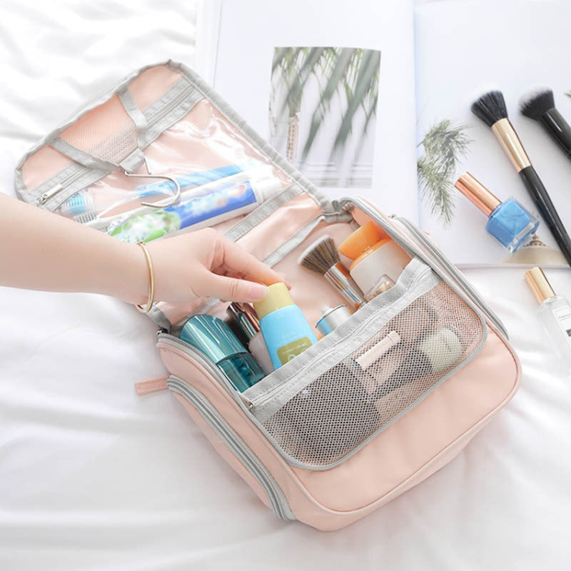 Portable Waterproof Makeup Bag Travel Cosmetics Toiletries Carrying Bag with Hanging Hook