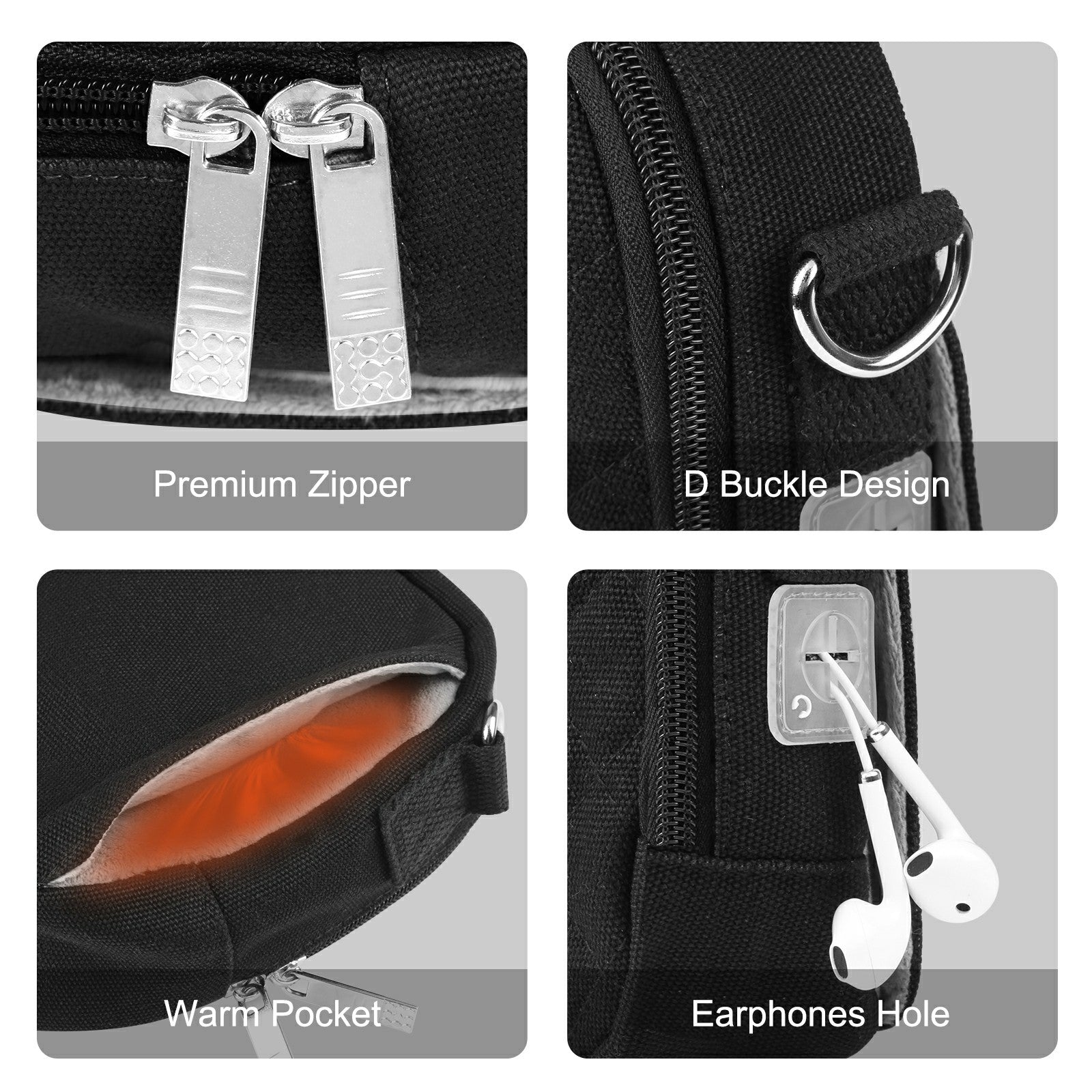 HAWEEL HWL2133 Crossbody Shoulder Bag Heating Hand Warmer Bag Storage Bag for Phone Power Stand
