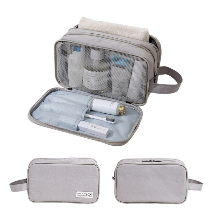 Handheld Wet and Dry Separation Travel Toiletry Bag Polyester Portable Cosmetic Bag