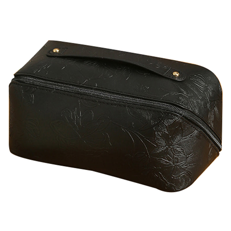 Retro PU Leather Cosmetic Bag Printing Design Travel Toiletries Storage Bag