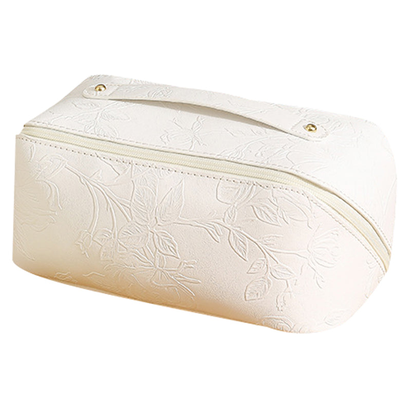 Retro PU Leather Cosmetic Bag Printing Design Travel Toiletries Storage Bag