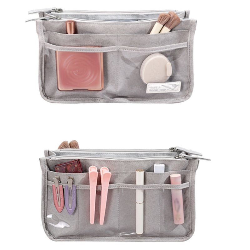 Handheld Makeup Bag Polyester Travel Wash Bag Pouch with Multiple Compartments