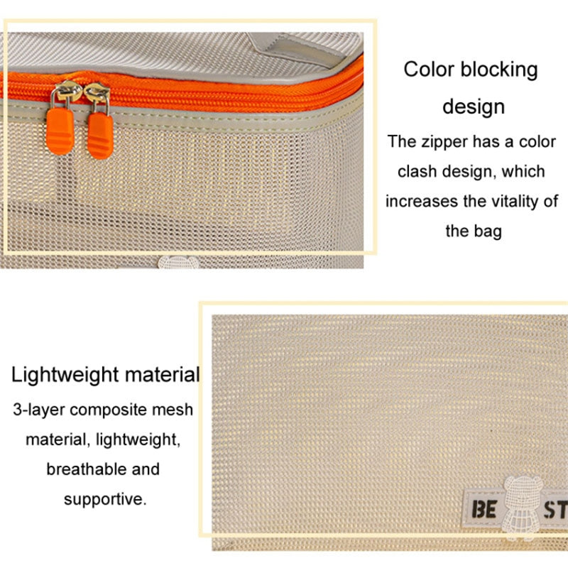 Portable Toiletry Bag Mesh Large Capacity Breathable Cosmetic Storage Bag