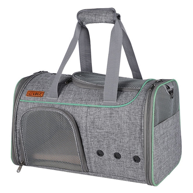 LDLC QS-056 Portable Pet Cross Body Bag Dog Cat Breathable Shoulders Bag Folding Travel Pet Carrier Case - Light Pink