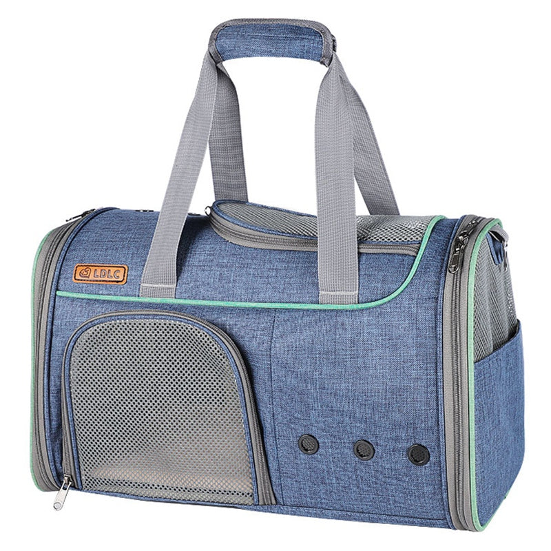 LDLC QS-056 Portable Pet Cross Body Bag Dog Cat Breathable Shoulders Bag Folding Travel Pet Carrier Case - Light Pink