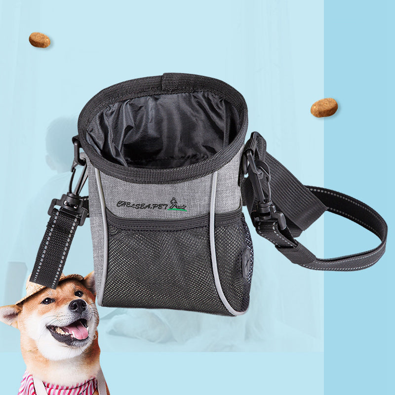 LDLC QS-058 Convenient Training Dog Treat Pouch Pet Waist Bag Drawstring Carries Pet Toys Food Poop Bag Pouch - Light Grey