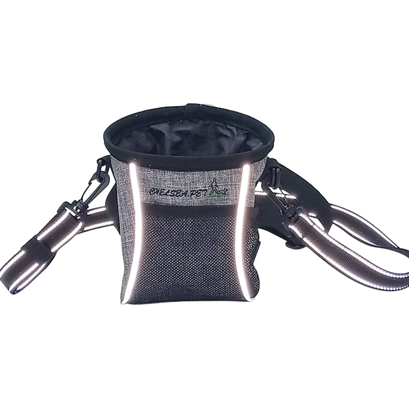 LDLC QS-058 Convenient Training Dog Treat Pouch Pet Waist Bag Drawstring Carries Pet Toys Food Poop Bag Pouch - Light Grey