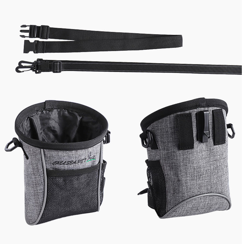 LDLC QS-058 Convenient Training Dog Treat Pouch Pet Waist Bag Drawstring Carries Pet Toys Food Poop Bag Pouch - Light Grey