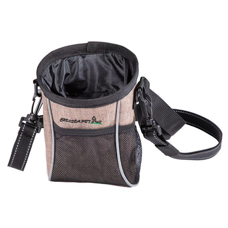 LDLC QS-058 Convenient Training Dog Treat Pouch Pet Waist Bag Drawstring Carries Pet Toys Food Poop Bag Pouch - Light Grey