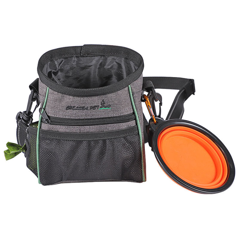 LDLC QS-059 Dog Treat Pouch Pet Hands-Free Training Waist Bag Drawstring Carries Pet Toys Food Poop Bag Pouch - Light Grey