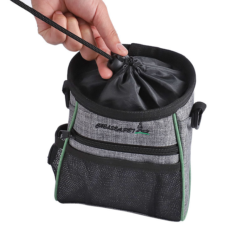 LDLC QS-059 Dog Treat Pouch Pet Hands-Free Training Waist Bag Drawstring Carries Pet Toys Food Poop Bag Pouch - Light Grey