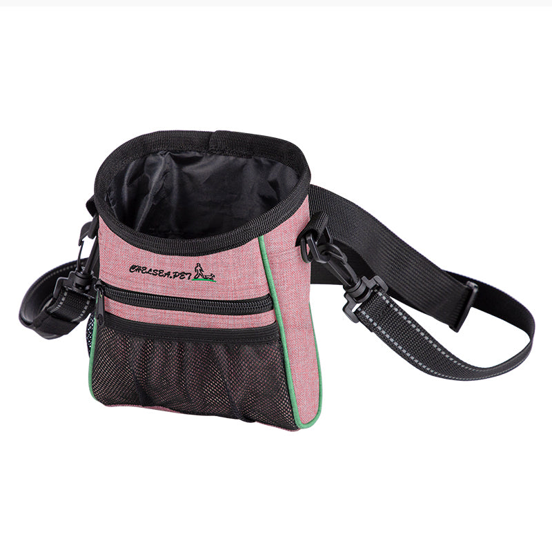 LDLC QS-059 Dog Treat Pouch Pet Hands-Free Training Waist Bag Drawstring Carries Pet Toys Food Poop Bag Pouch - Light Grey