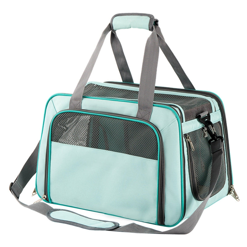 LDLC QS-064 Folding Pet Hand Bag Portable Dog Cat Shoulders Bag Breathable Pet Carrier Case for Traveling - Sky Blue