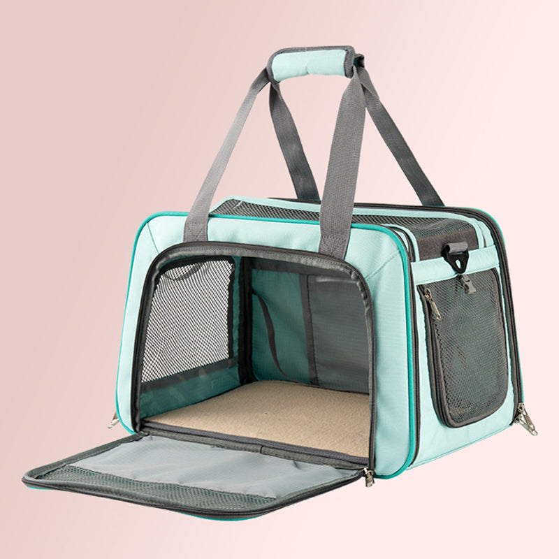 LDLC QS-064 Folding Pet Hand Bag Portable Dog Cat Shoulders Bag Breathable Pet Carrier Case for Traveling - Sky Blue