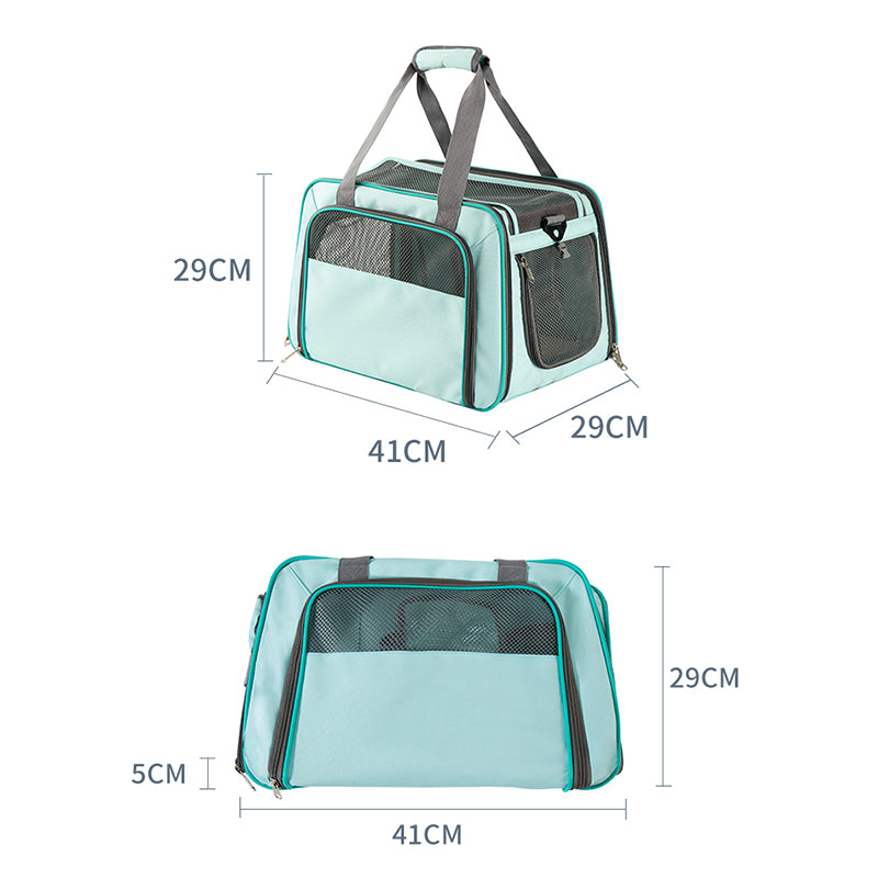 LDLC QS-064 Folding Pet Hand Bag Portable Dog Cat Shoulders Bag Breathable Pet Carrier Case for Traveling - Sky Blue