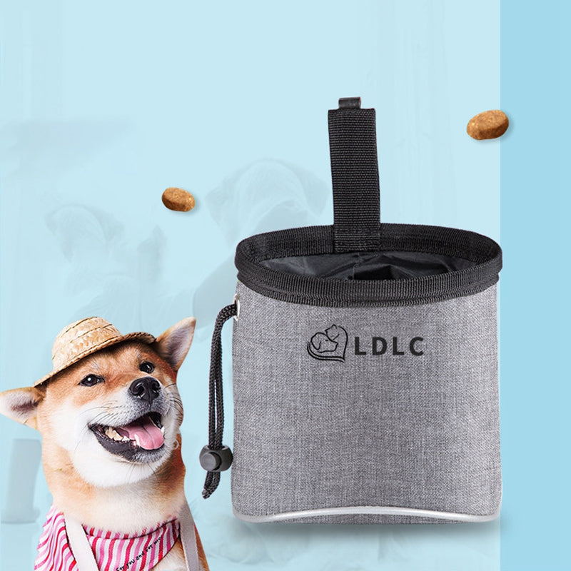 LDLC QS-060 Portable Dog Treat Bag Outdoor Dog Treat Pouch for Training Feeding Pet Trainer Waist Bag for Dog Snacks - Light Grey