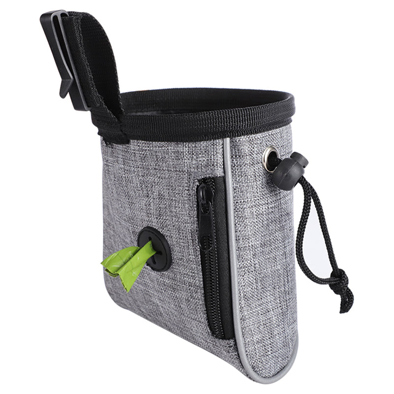 LDLC QS-060 Portable Dog Treat Bag Outdoor Dog Treat Pouch for Training Feeding Pet Trainer Waist Bag for Dog Snacks - Light Grey