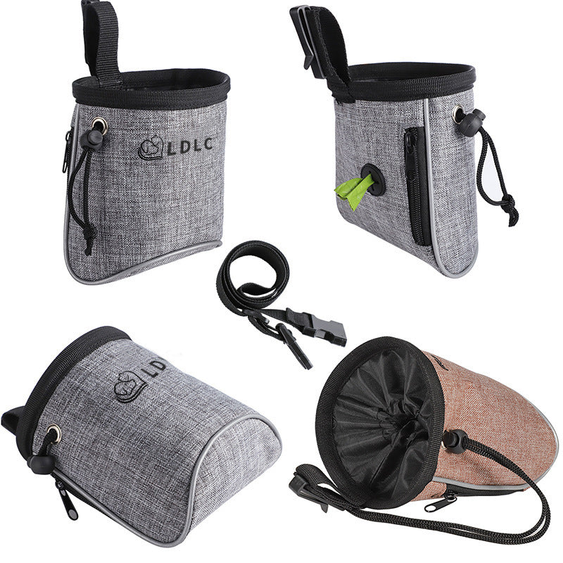 LDLC QS-060 Portable Dog Treat Bag Outdoor Dog Treat Pouch for Training Feeding Pet Trainer Waist Bag for Dog Snacks - Light Grey