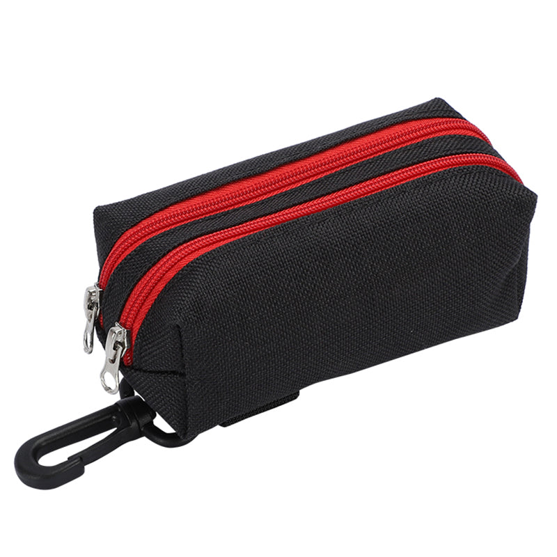 LDLC QS-080 Pet Waste Bag Dispenser Zippered Pouch Portable Dog Poop Bag Holder Leash Attachment, Double Zipper - Grey/Yellow