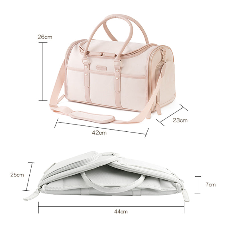 LDLC QS-089 Quality Mesh Design Carrier Dog Carrier Bag Cat Carrier Foldable Pet Carrying Tote Bag Handbag - Light Pink