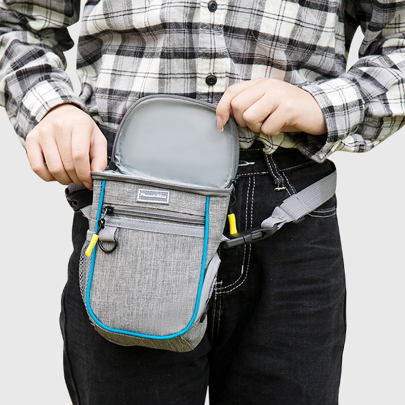 LDLC QS-095 Outdoor Walking Large Capacity Dog Treat Pouch Waterproof Pet Training Waist Bag - Grey/Blue