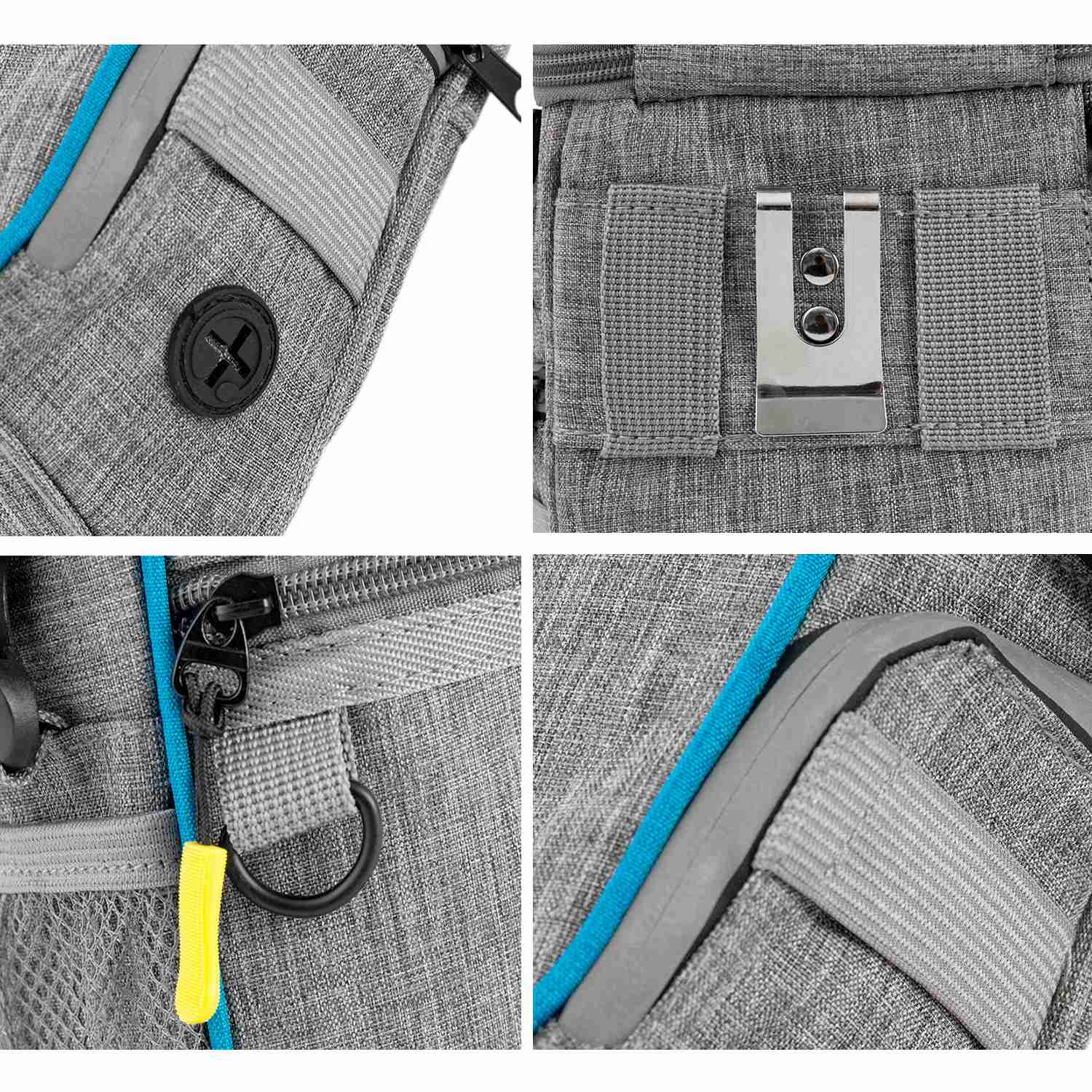 LDLC QS-095 Outdoor Walking Large Capacity Dog Treat Pouch Waterproof Pet Training Waist Bag - Grey/Blue