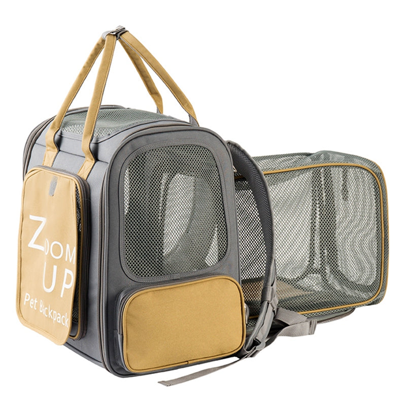 LDLC QS-094 Expandable Breathable Pet Carrier Backpack Dog Cat Carrying Shoulders Bag - Dark Grey