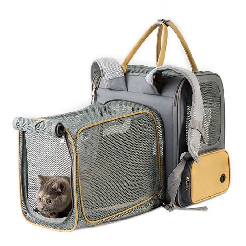 LDLC QS-094 Expandable Breathable Pet Carrier Backpack Dog Cat Carrying Shoulders Bag - Dark Grey