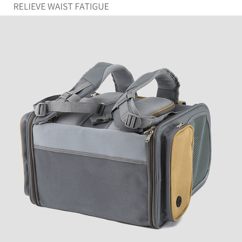 LDLC QS-094 Expandable Breathable Pet Carrier Backpack Dog Cat Carrying Shoulders Bag - Dark Grey