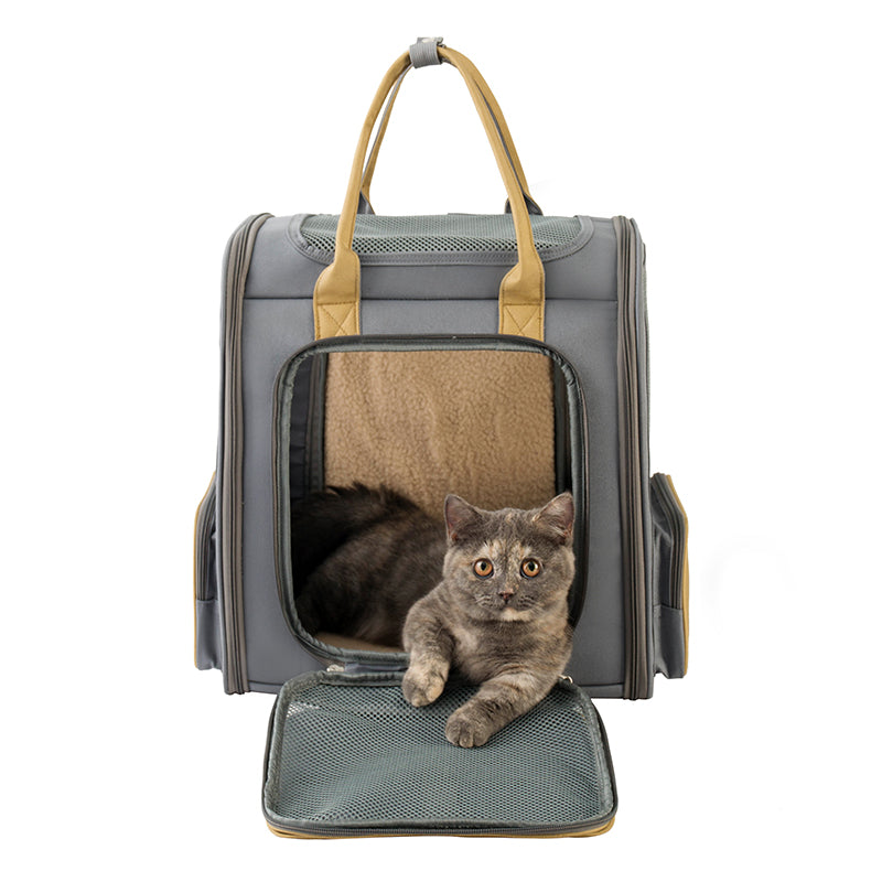 LDLC QS-094 Expandable Breathable Pet Carrier Backpack Dog Cat Carrying Shoulders Bag - Dark Grey
