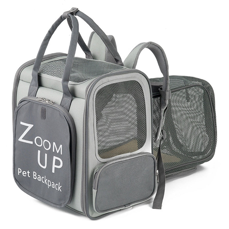LDLC QS-094 Expandable Breathable Pet Carrier Backpack Dog Cat Carrying Shoulders Bag - Dark Grey