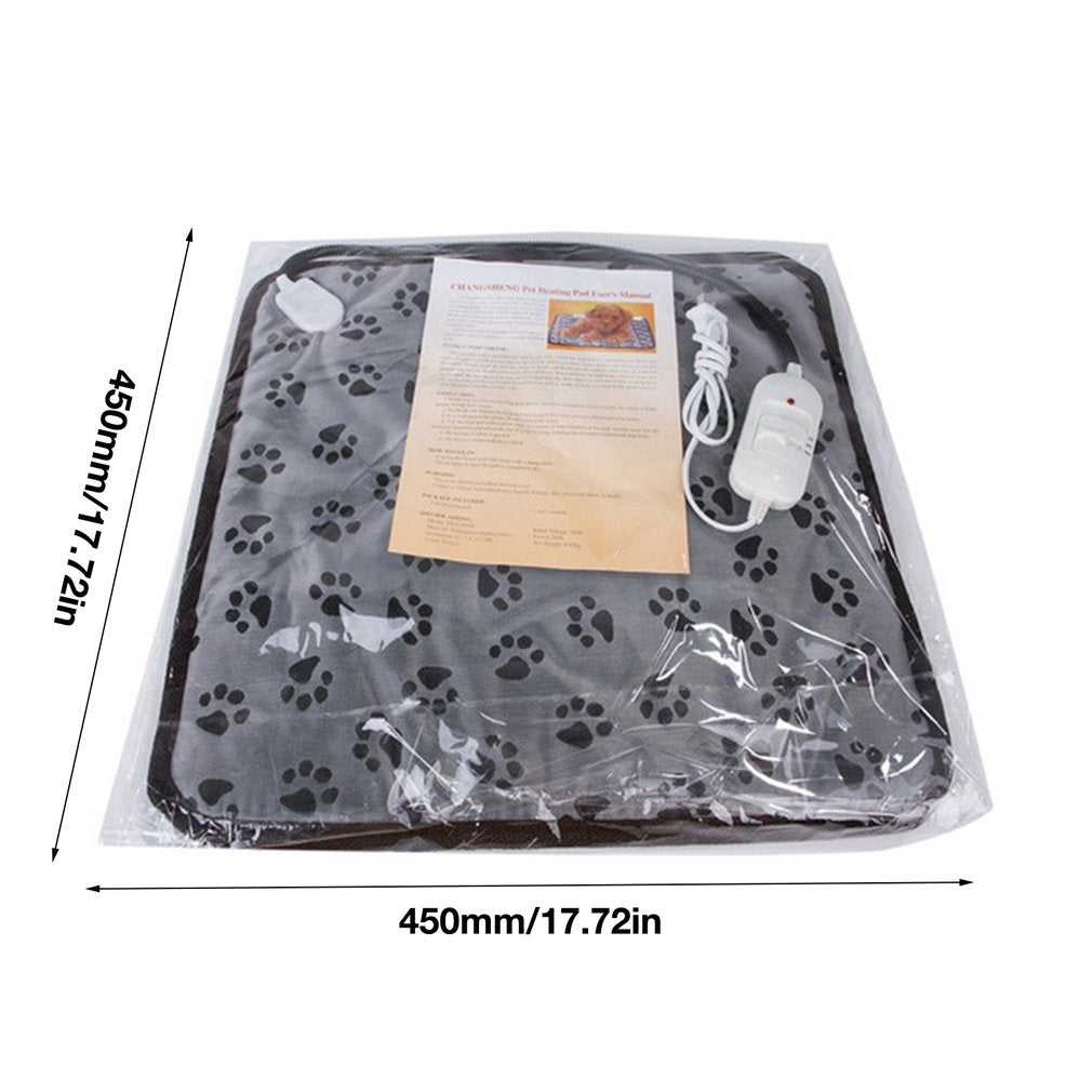 Footprint Pattern Waterproof Bite-resistant Cat Dog Electric Blanket Warm Mat Lightweight Electric Blanket for Pets, 45*45cm - US Plug