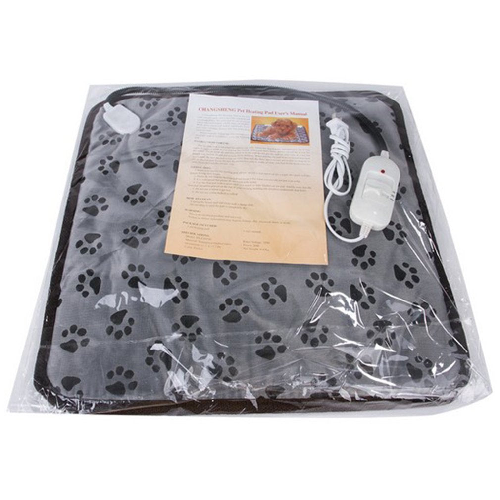 Footprint Pattern Waterproof Bite-resistant Cat Dog Electric Blanket Warm Mat Lightweight Electric Blanket for Pets, 45*45cm - US Plug