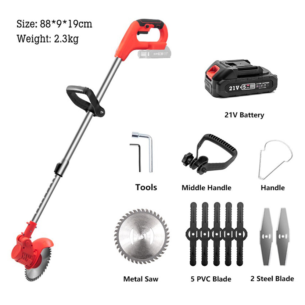 HILDA Electric Grass Trimmer Garden Pruner, 14-Piece Set with Battery and Charger, 1500mAh