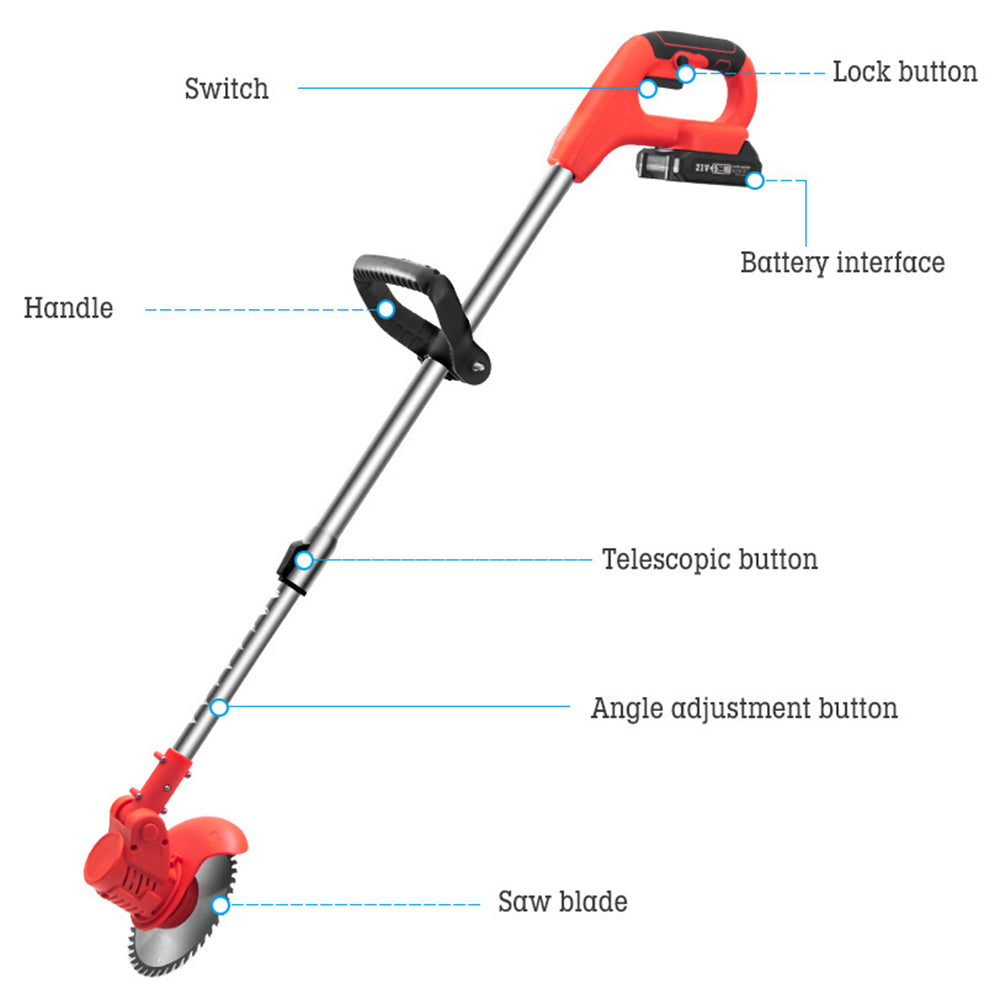 HILDA 3000mAh Electric Grass Trimmer 14-Piece Garden Pruner Set with Battery and Charger