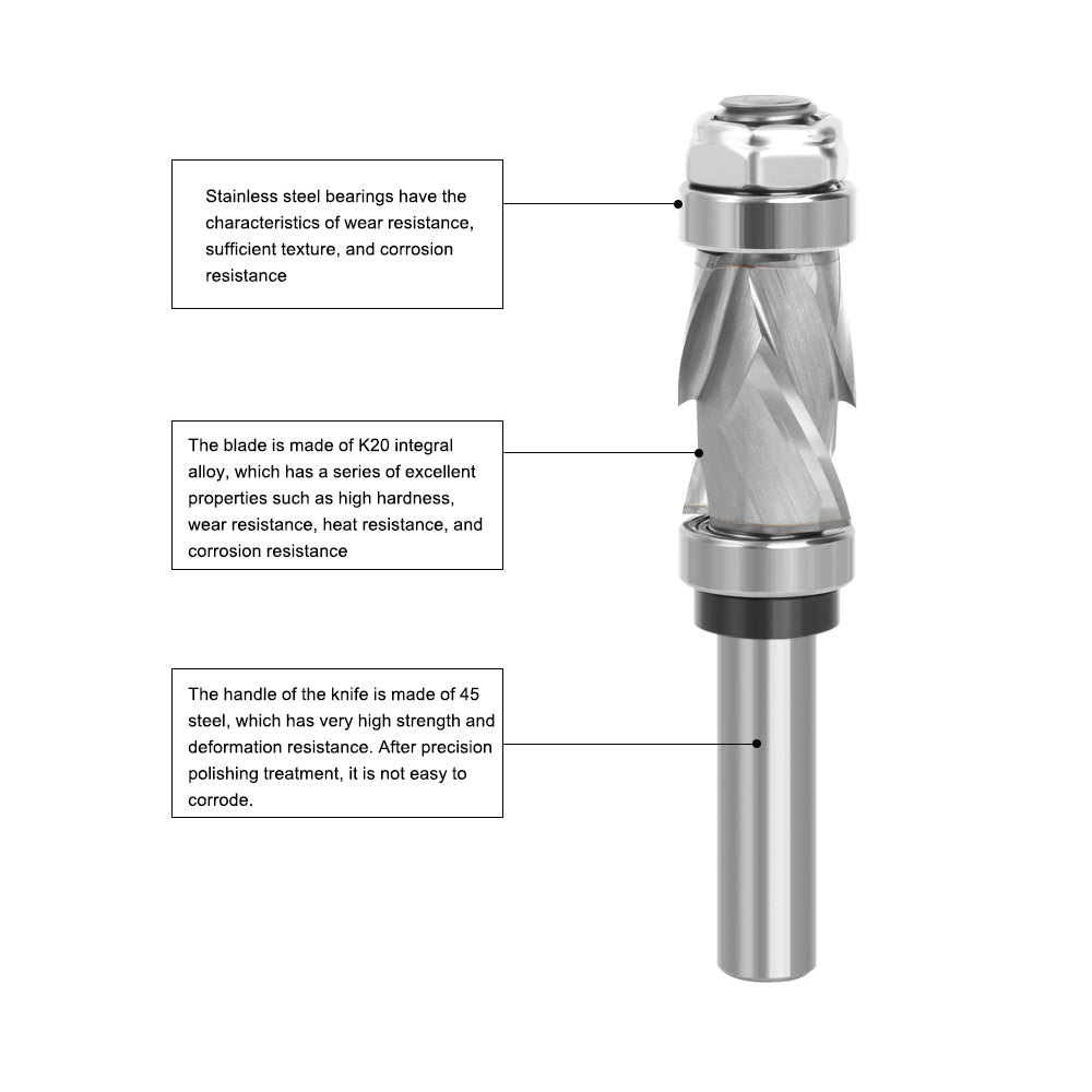 1 / 2 Shank 2+2 Flutes Compression Bit Spiral Trimmer Woodworking Milling Cutter