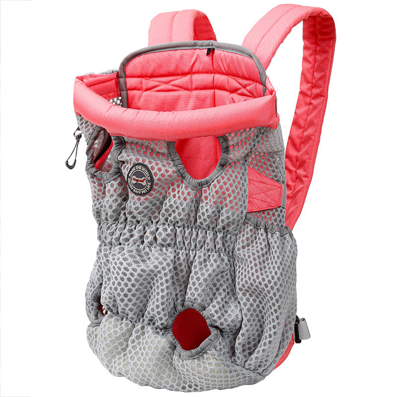 DOGLEMI PD30010 Pet Front Chest Backpack Breathable Mesh Dog Cat Shoulder Bag for Outdoor Travel - Pink Grey / M