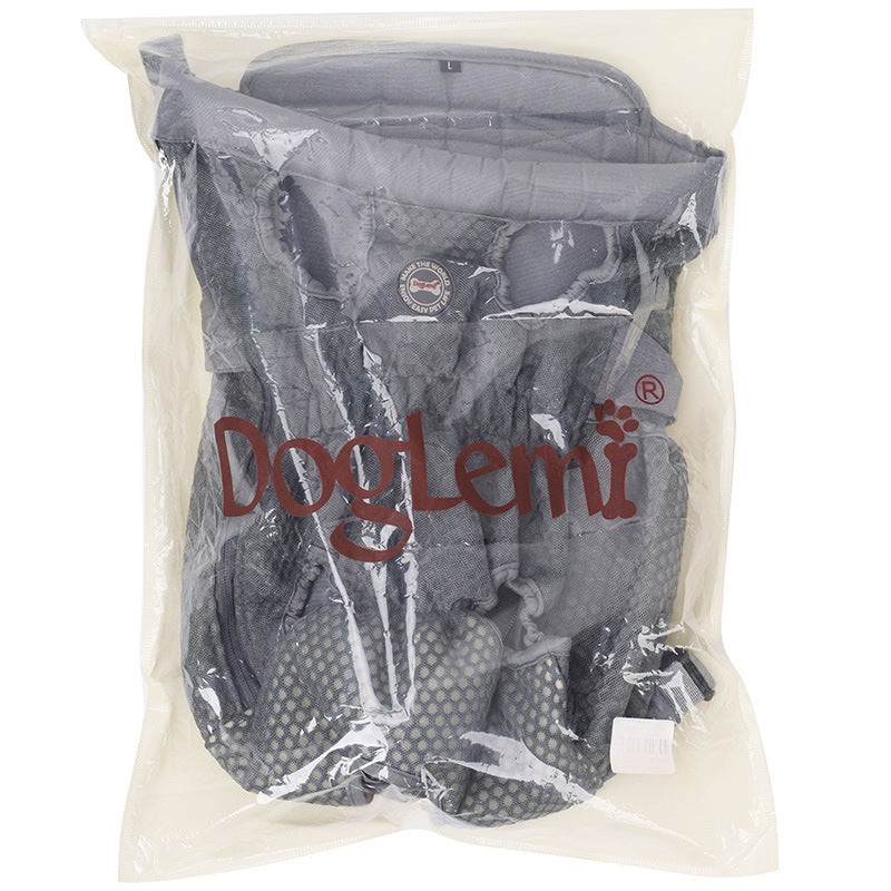 DOGLEMI PD30010 Pet Front Chest Backpack Breathable Mesh Dog Cat Shoulder Bag for Outdoor Travel - Pink Grey / M