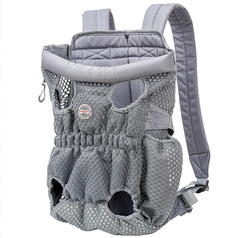 DOGLEMI PD30010 Pet Front Chest Backpack Breathable Mesh Dog Cat Shoulder Bag for Outdoor Travel - Pink Grey / M
