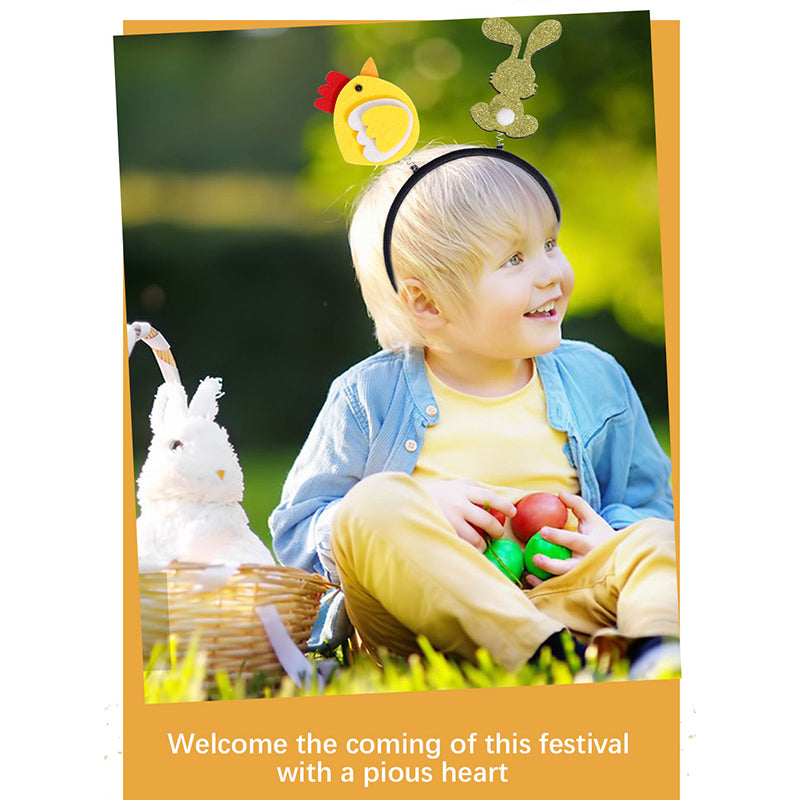 2Pcs Happy Easter Hair Hoop Bunny Carrot Eggs Chick Headband Party Prop