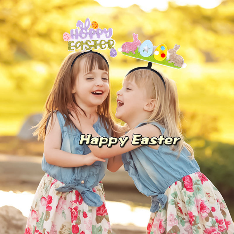 2Pcs Happy Easter Hair Hoop Bunny Carrot Eggs Chick Headband Party Prop